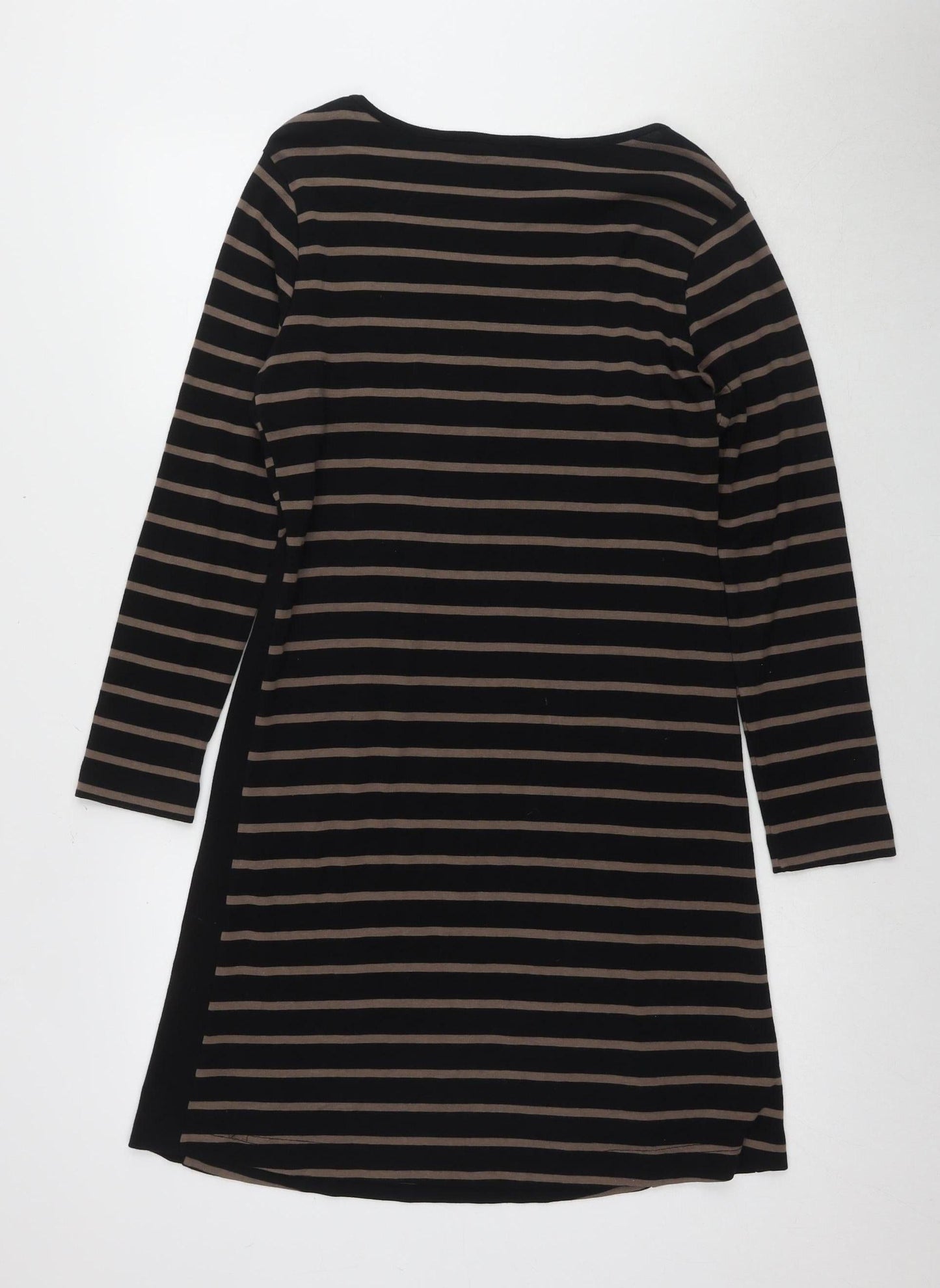 Adini Women's Black Striped Shift Dress M Casual