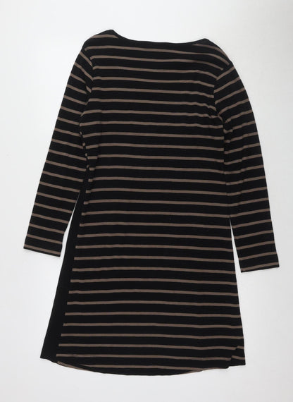 Adini Women's Black Striped Shift Dress M Casual