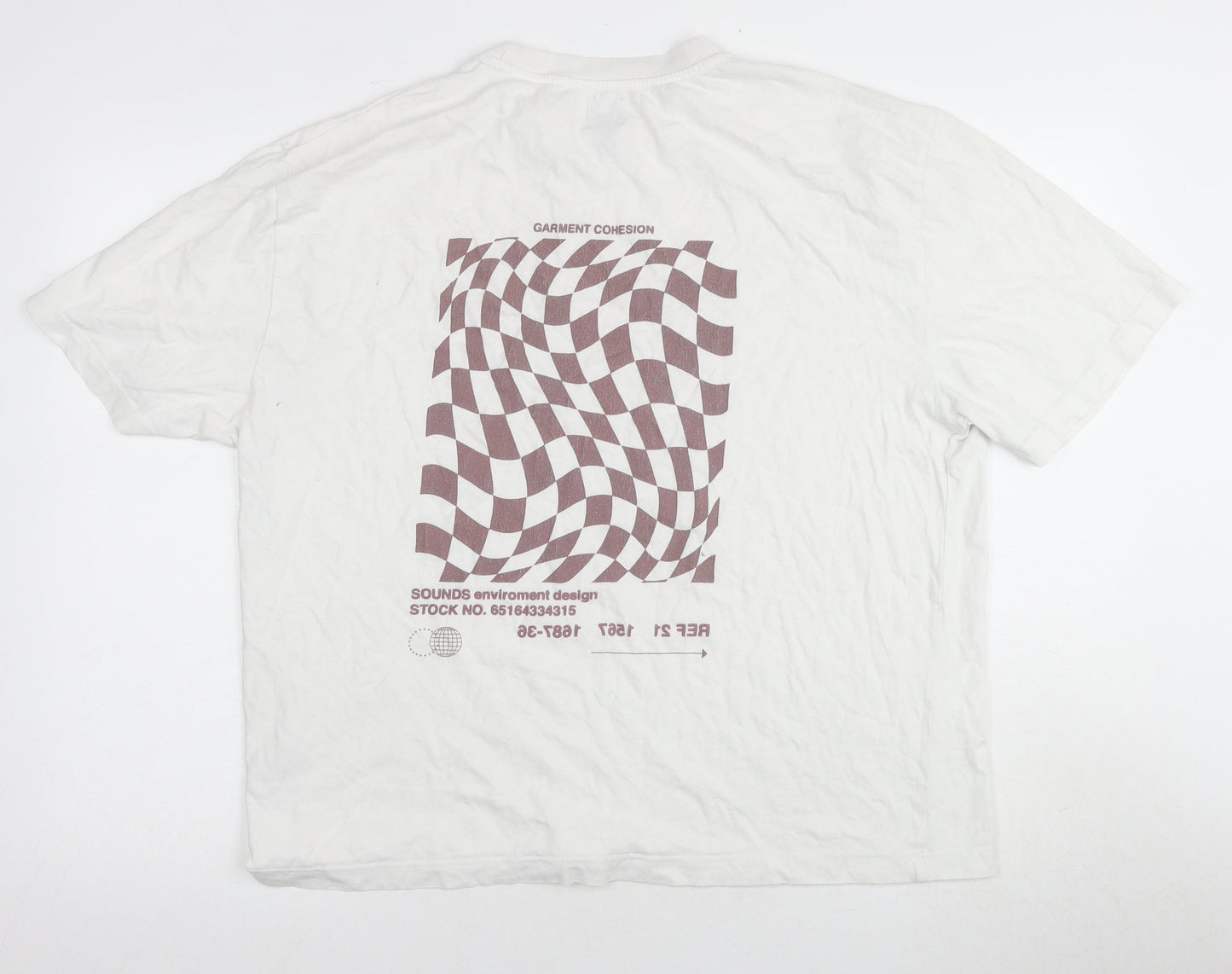 River Island Men's White Graphic T-Shirt L Short Sleeve