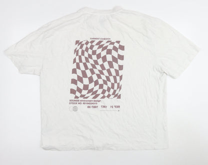 River Island Men's White Graphic T-Shirt L Short Sleeve