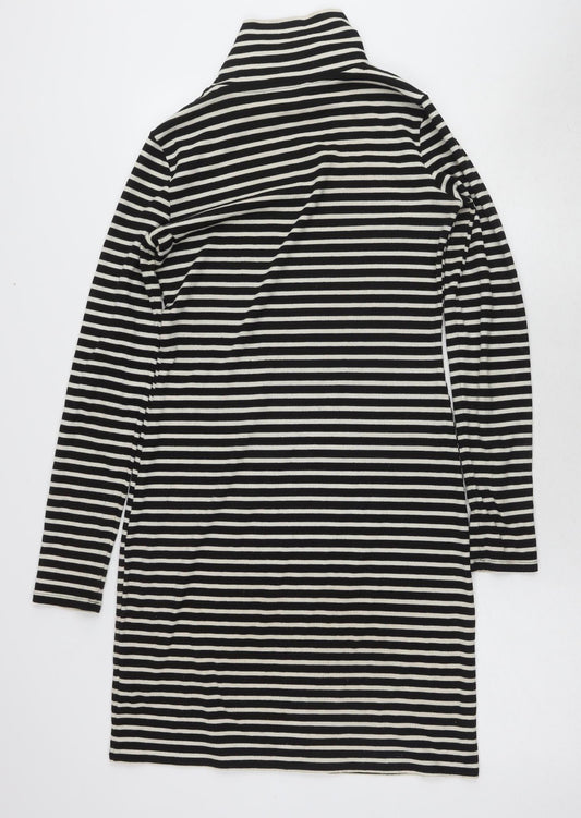 Next Women's Black Stripe Sheath Dress Size 8