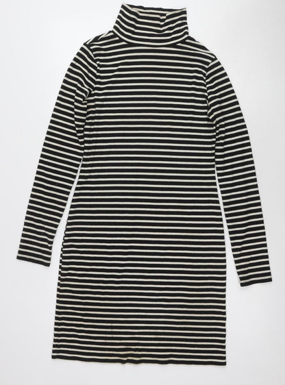 Next Women's Black Stripe Sheath Dress Size 8