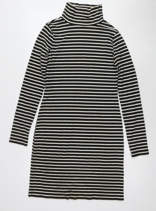 Next Women's Black Stripe Sheath Dress Size 8