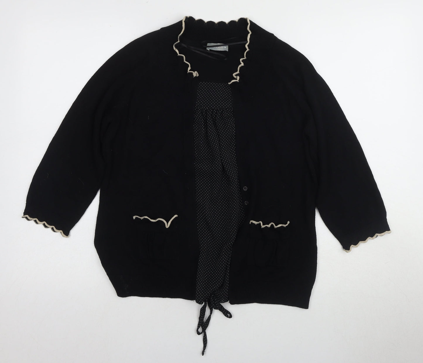 Per Una Women's Black Kimono Style Top Size 14