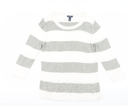 Gap Women's Medium White Striped Pullover Jumper