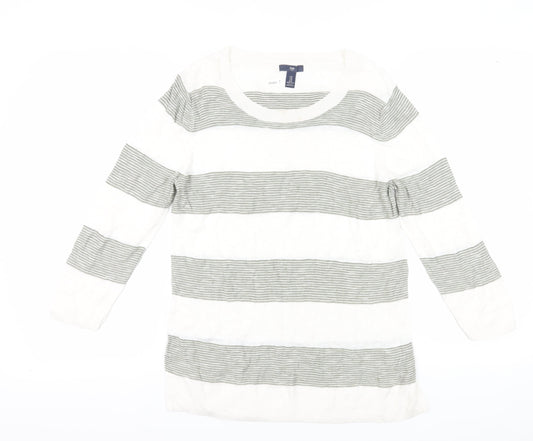 Gap Women's Medium White Striped Pullover Jumper