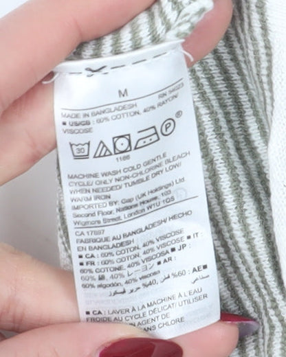 Gap Women's Medium White Striped Pullover Jumper