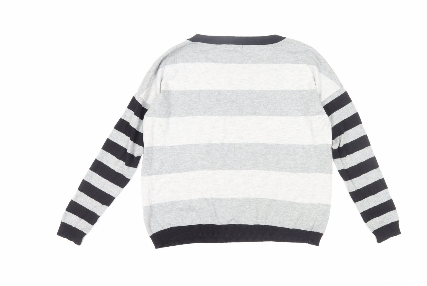 Gap Women's Grey Striped Pullover Jumper, Size S