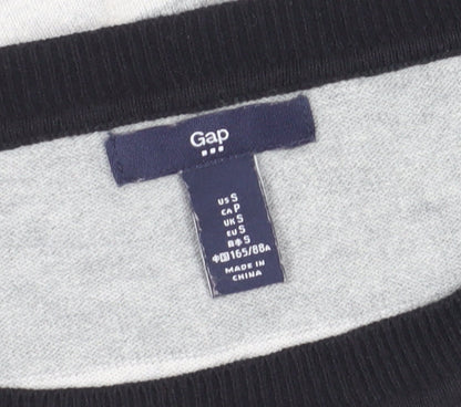 Gap Women's Grey Striped Pullover Jumper, Size S