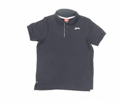 Slazenger Boys Black Cotton Polo Shirt 11-12 Years