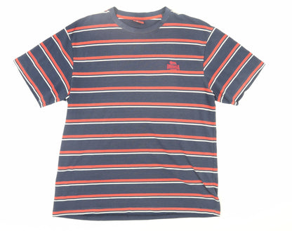 Lonsdale Men's Navy Striped XL T-Shirt, Cotton Crew Neck