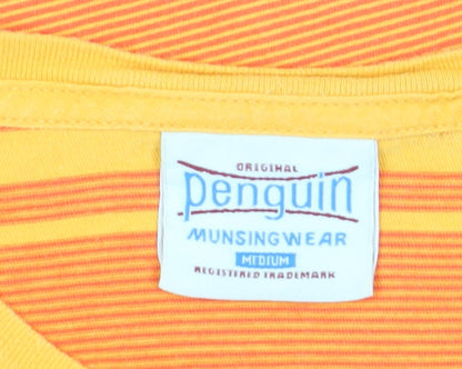 Penguin Men's Orange Striped Crew Neck T-Shirt M