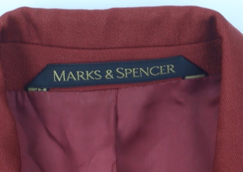 Marks and Spencer Women's Red Double-Breasted Blazer Size 12