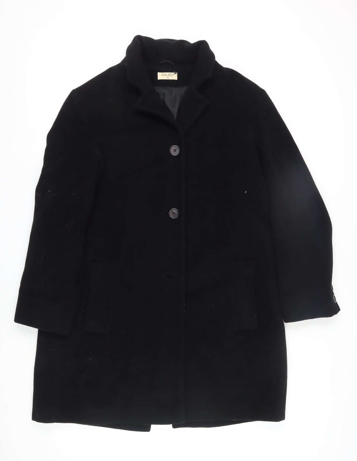 Womens UK Size 14 Kaliko Black Overcoat