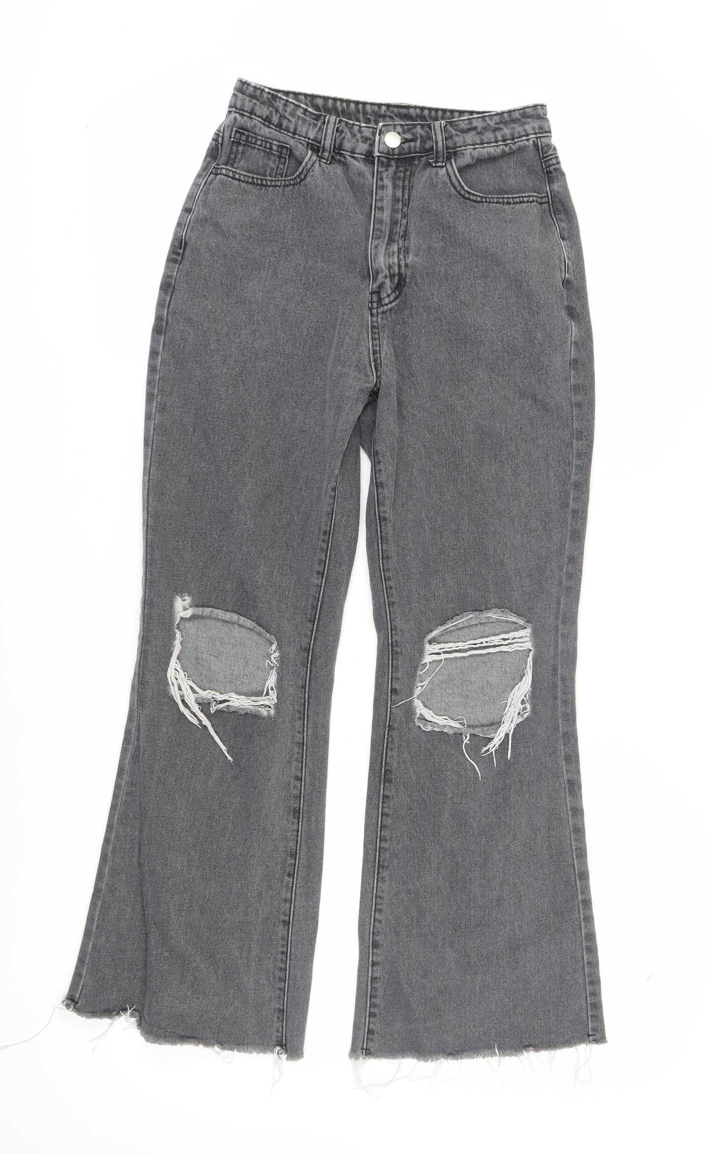 Cider Women's Grey Flared Jeans S Distressed Cotton