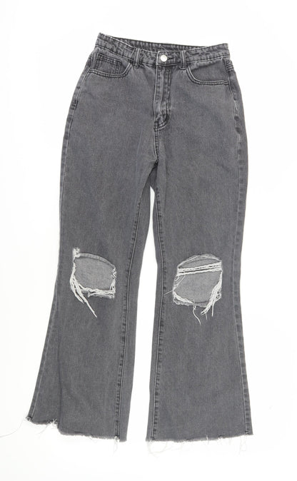 Cider Women's Grey Flared Jeans S Distressed Cotton