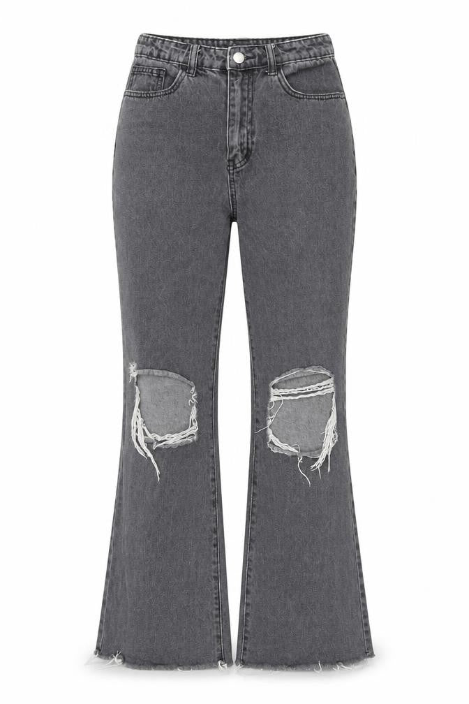 Womens UK Size S Cider Regular Fit Flared Grey Jeans