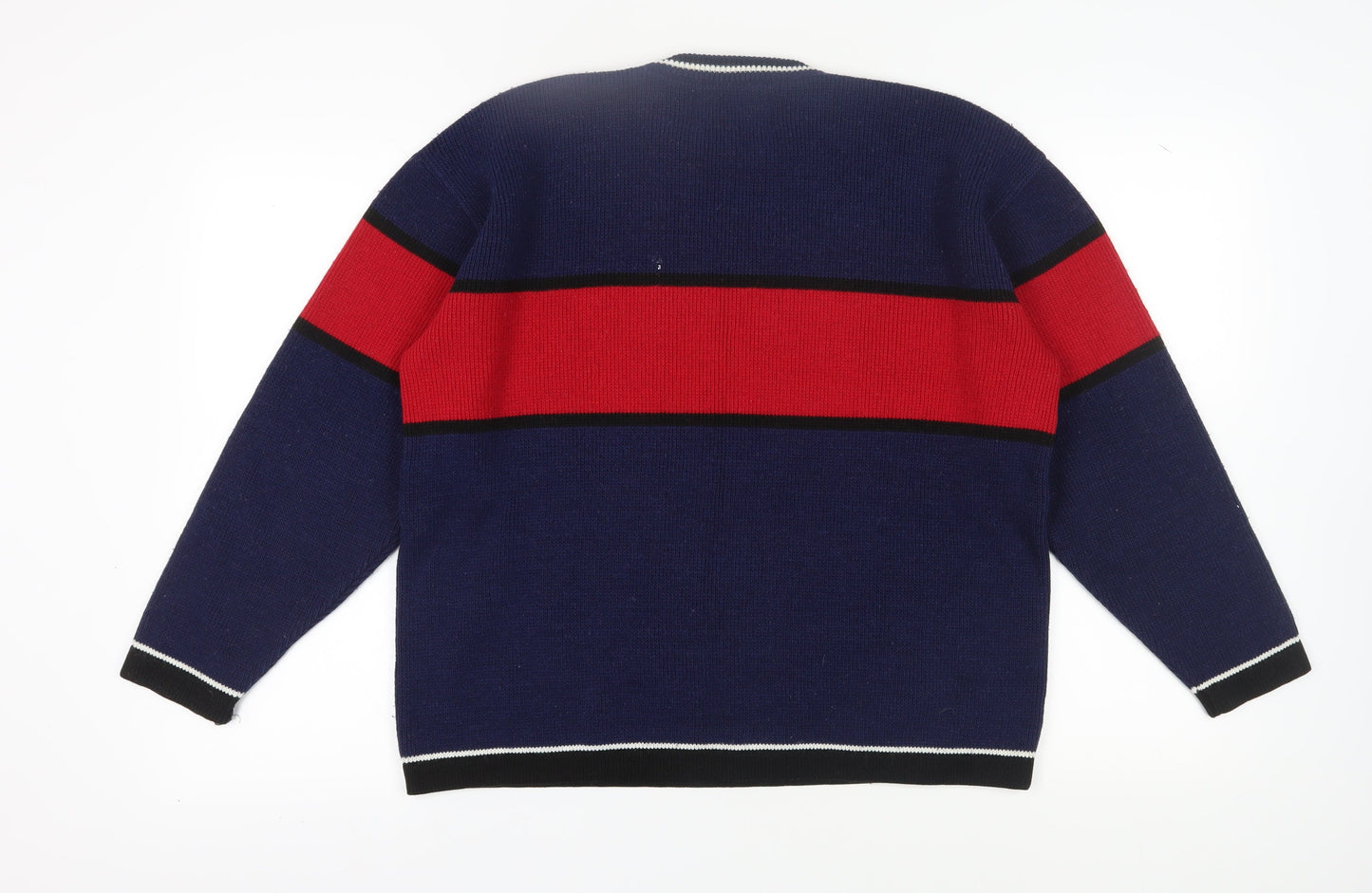 Teddy Smith Men's Blue Red Striped Pullover Jumper M
