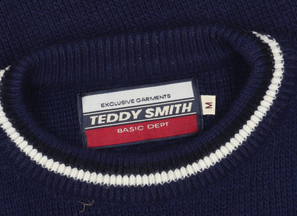 Teddy Smith Men's Blue Red Striped Pullover Jumper M