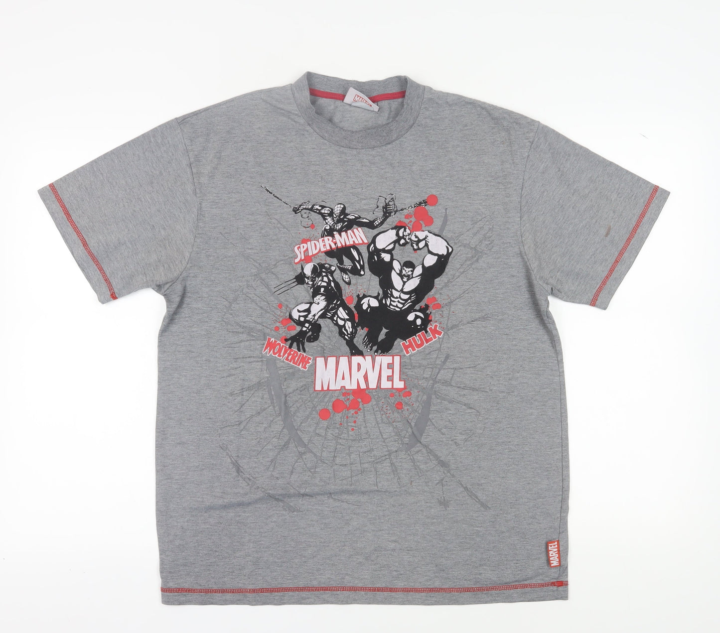 Marvel Men's Grey T-Shirt M Spider-Man Wolverine Hulk