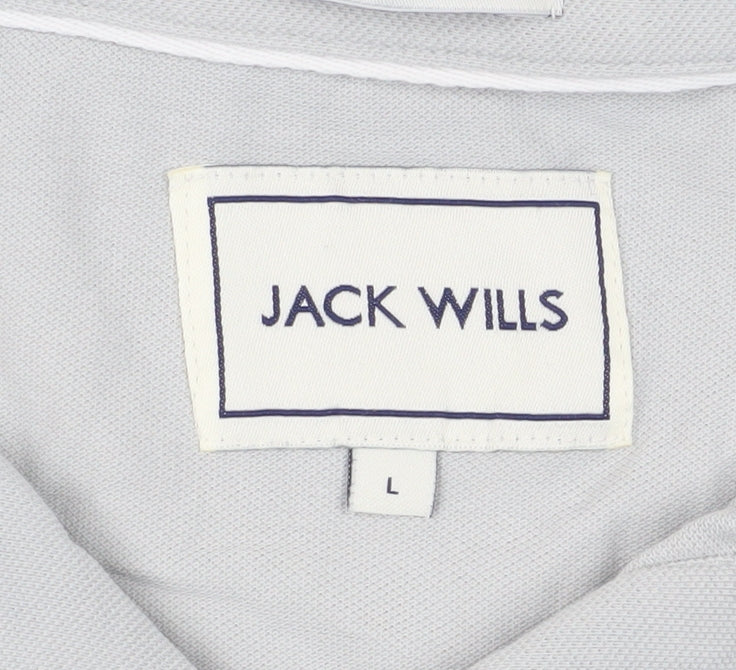 Jack Wills Men's Grey L Polo Shirt Short Sleeve Cotton