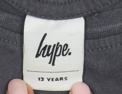 Hype Boys Black Cotton T-Shirt, Size 13 Years, Casual