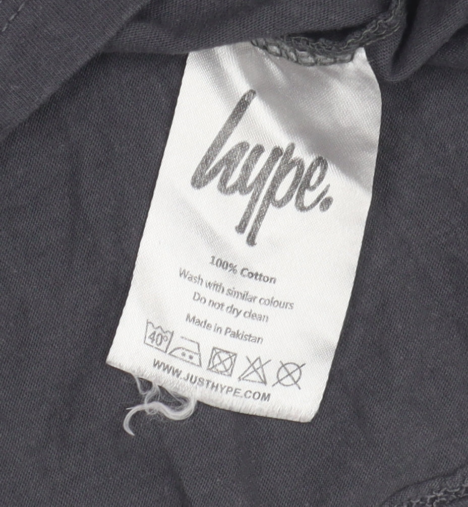 Hype Boys Black Cotton T-Shirt, Size 13 Years, Casual