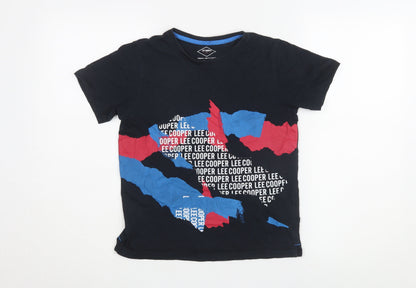 Lee Cooper Boys Black Graphic T-Shirt 10-11 Years - Casual Style