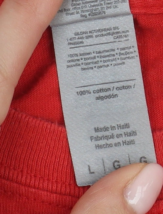 Mens UK Size L Gildan Red  T-Shirt