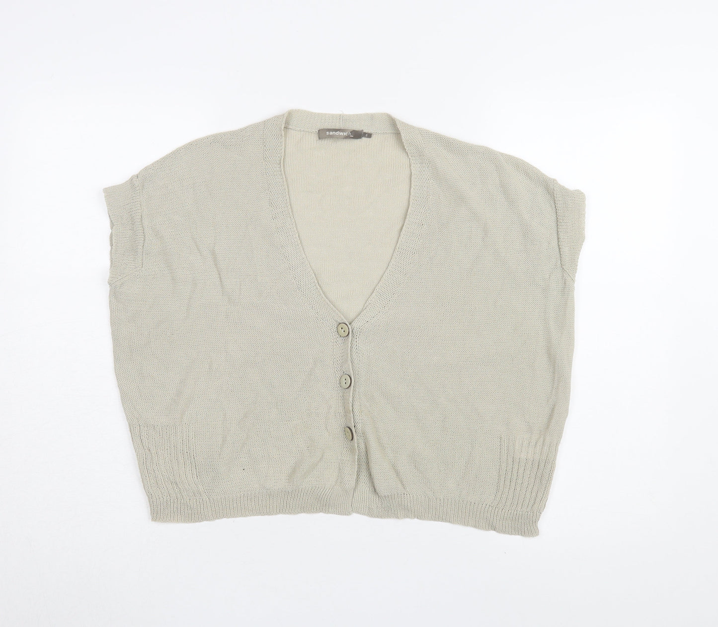 Womens UK Size S Sandwich Beige Cardigan Jumper