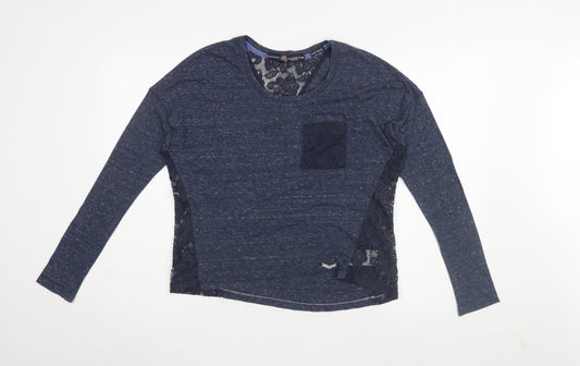 Womens UK Size M Superdry Blue Jersey Top