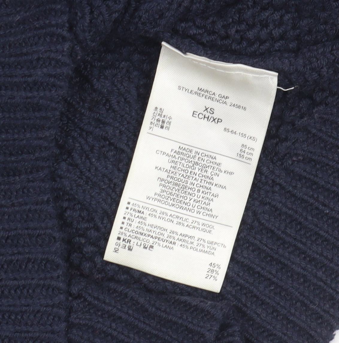 Gap Women's Navy Cable-Knit Jumper XS