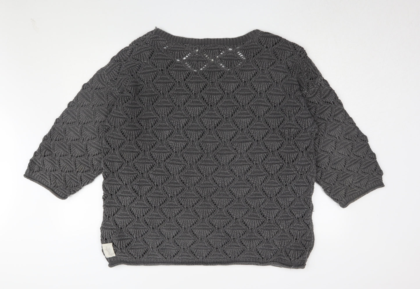 Portocruz Women's Grey Open-Knit Jumper, One Size