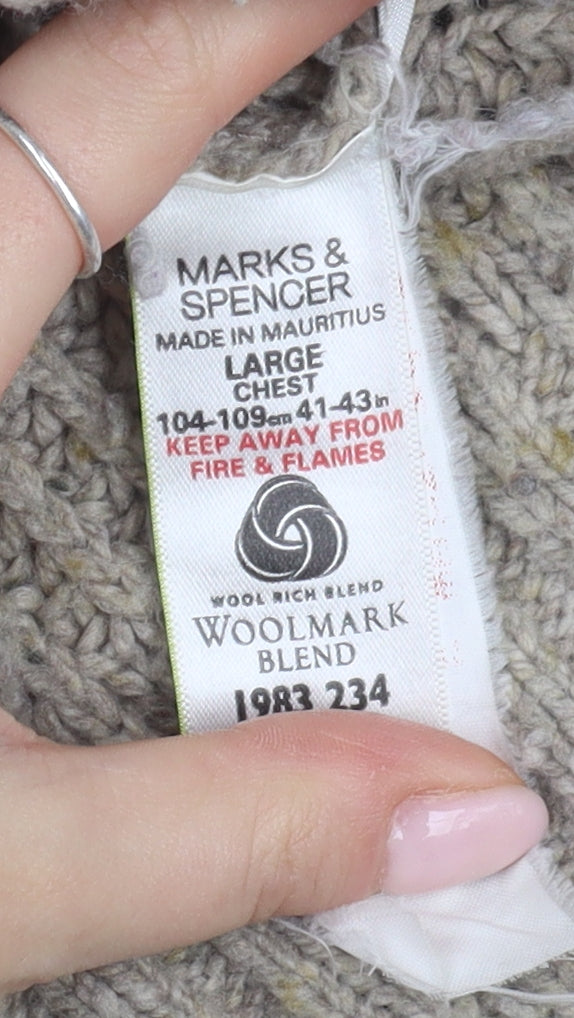 Marks and Spencer Men's Beige Pullover Jumper Large