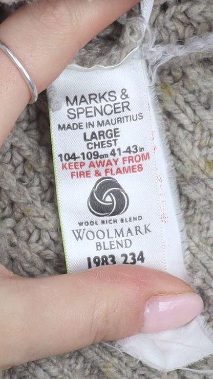 Marks and Spencer Men's Beige Pullover Jumper Large