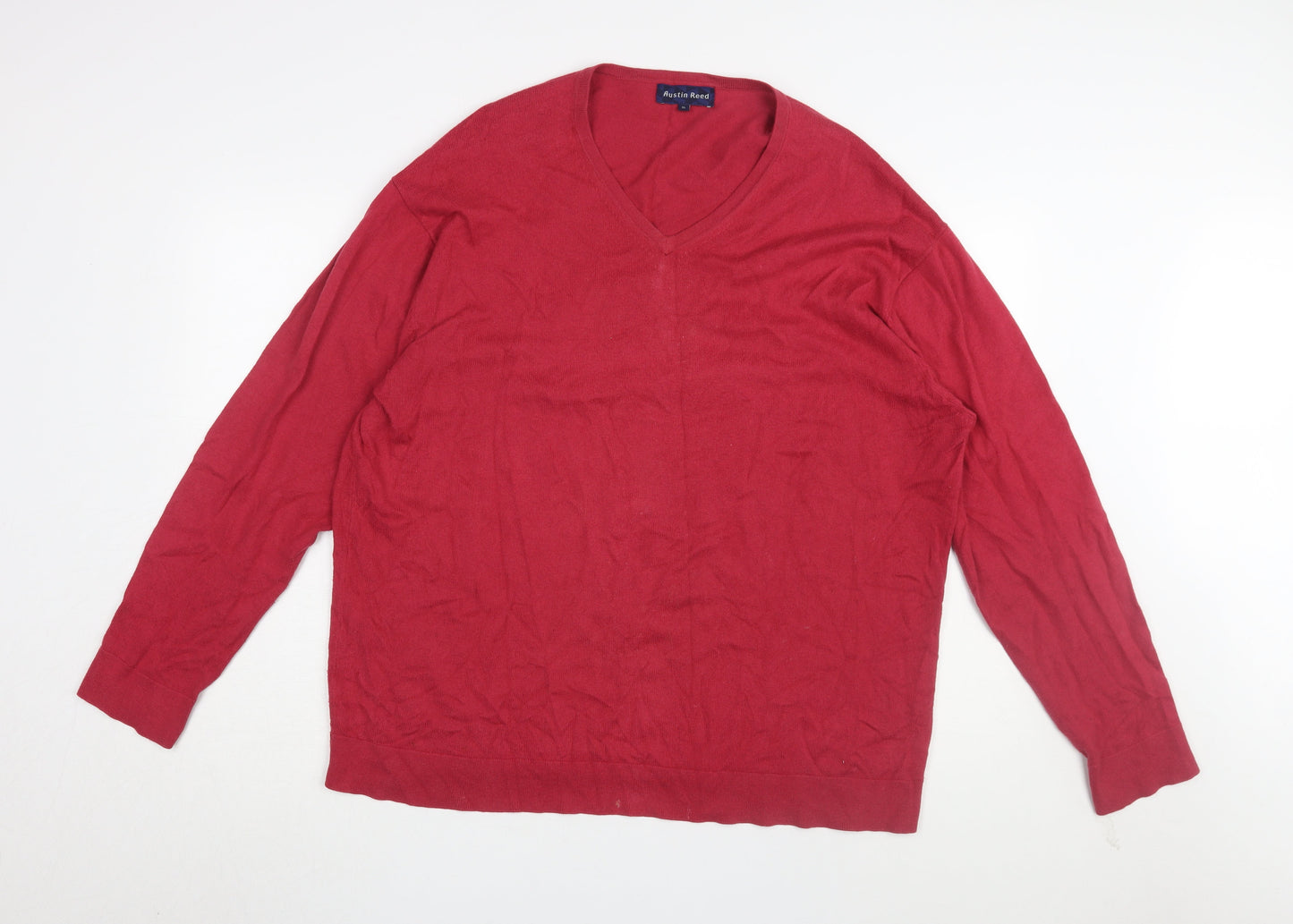 Austin Reed Men's Red V-Neck Pullover Jumper XL
