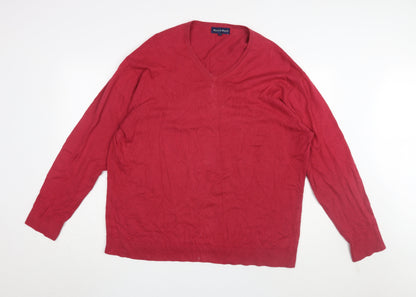 Austin Reed Men's Red V-Neck Pullover Jumper XL