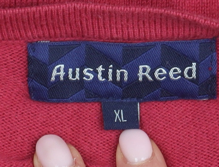 Austin Reed Men's Red V-Neck Pullover Jumper XL