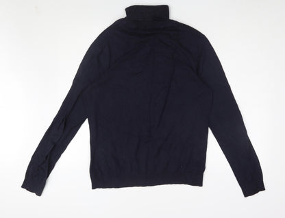 Selected Homme Black Roll Neck T-Shirt L Men Long Sleeve