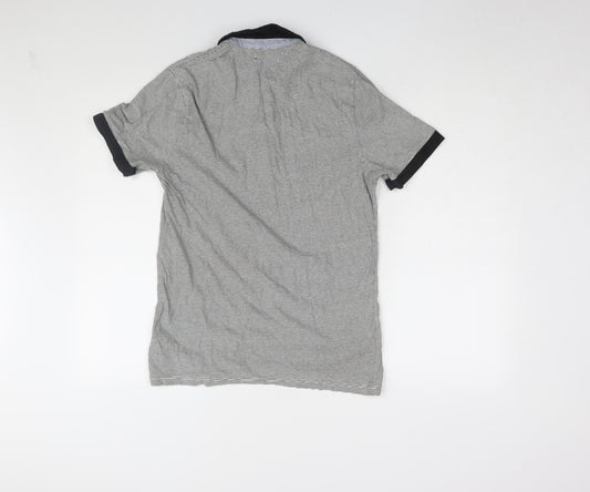 Spitalfields Men's Black Striped Polo Shirt Size M