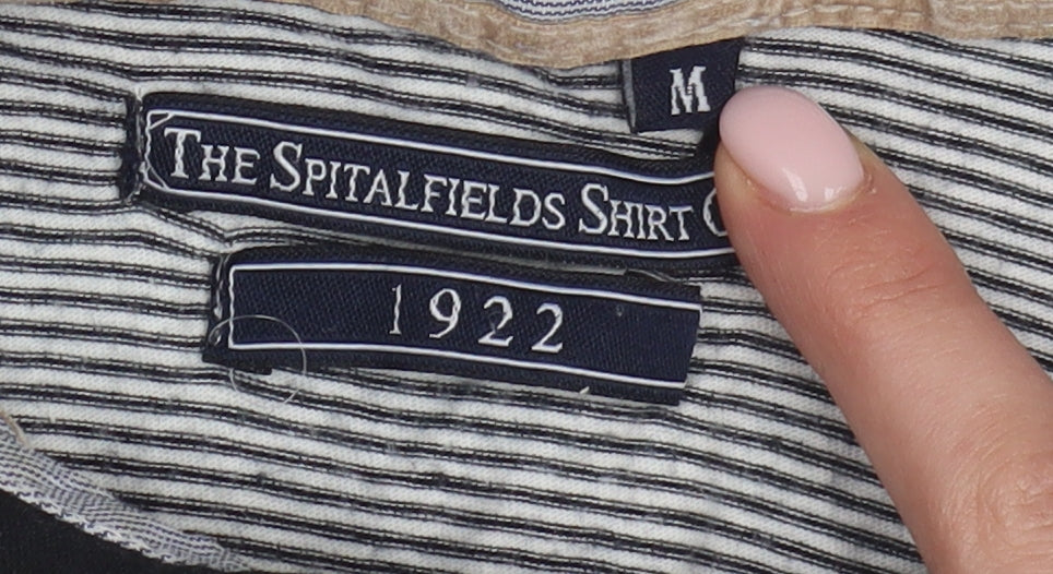 Spitalfields Men's Black Striped Polo Shirt Size M