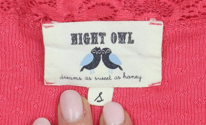 Night Owl Women's Pink Long Sleeve V-Neck Pyjama Top Size S