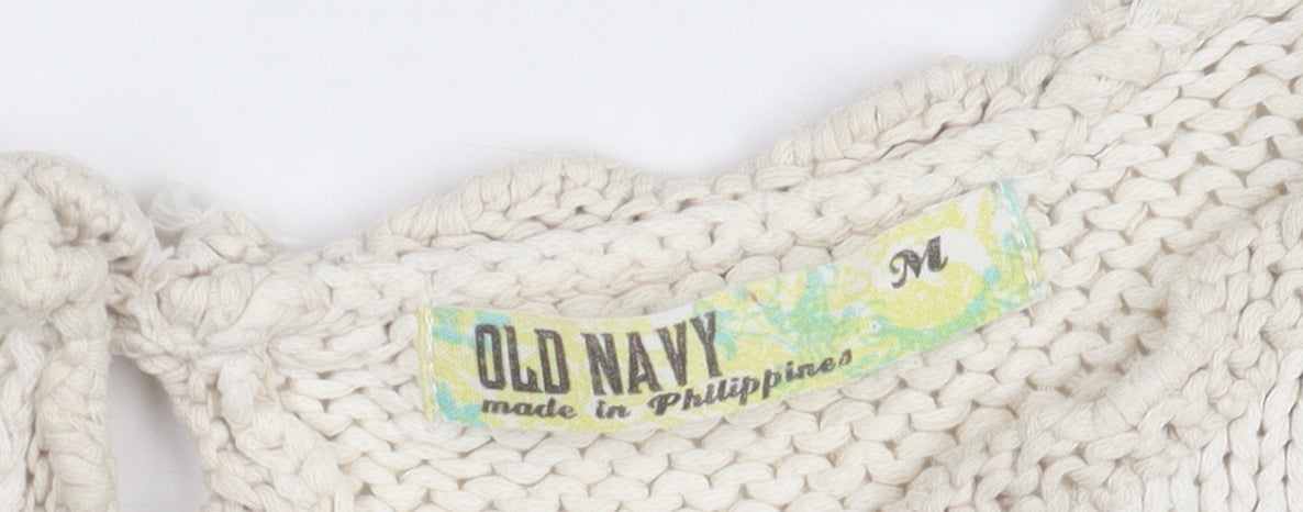 Old Navy Women Ivory Basic Knit T-Shirt, Size M