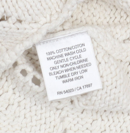 Old Navy Women Ivory Basic Knit T-Shirt, Size M