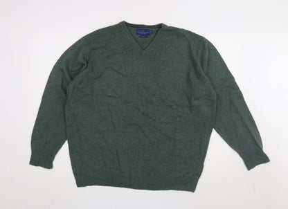 Atlantic Bay Men's Green XL Wool V-Neck Pullover Jumper