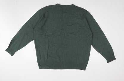 Atlantic Bay Men's Green XL Wool V-Neck Pullover Jumper