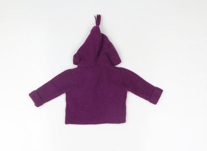 JoJo Maman Bébé Unisex Purple Cardigan 0-3M Hooded Knit