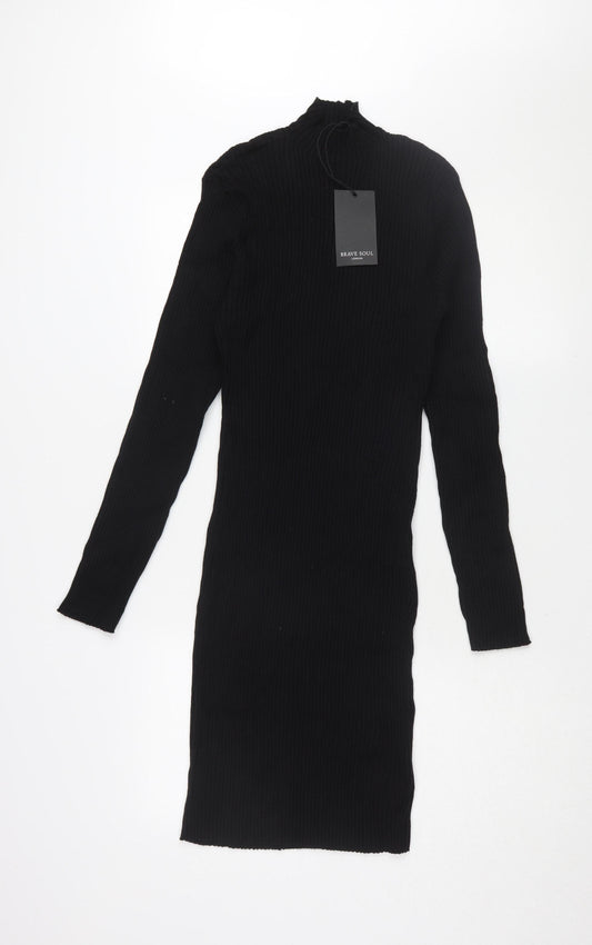 Brave Soul Women's Black Midi Bodycon Dress Size 22