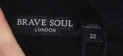 Brave Soul Women's Black Midi Bodycon Dress Size 22