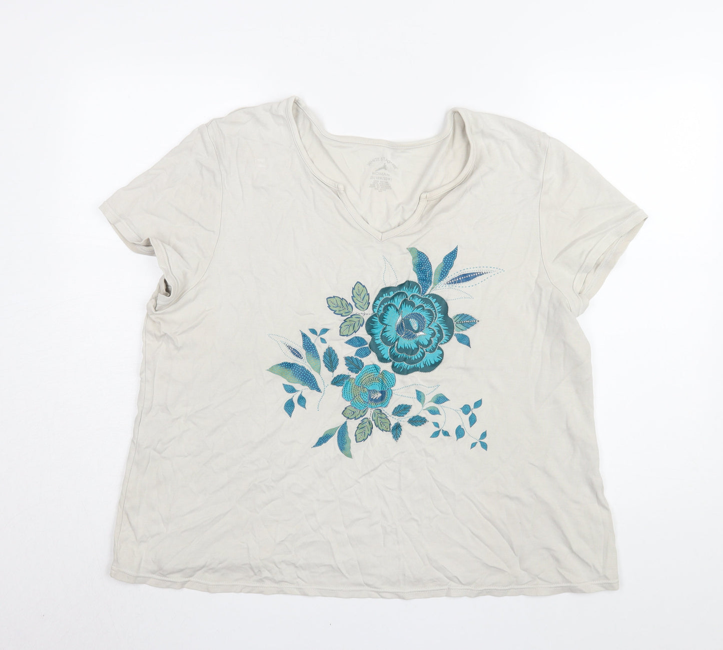 Womens UK Size 2XL White Stag White Basic T-Shirt